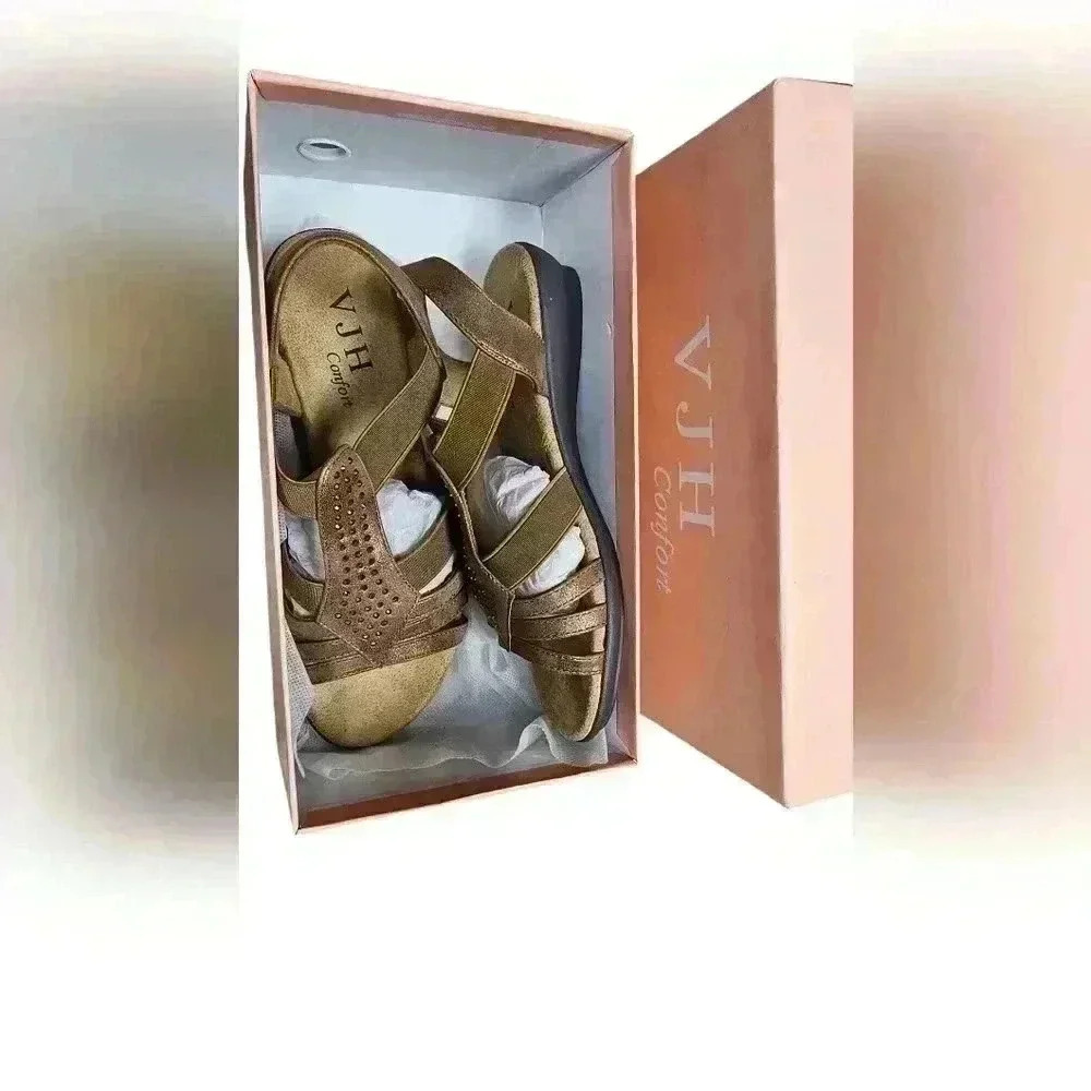 VJH Confort Rhinestone Bronze Sandals Size 6 - Picture 3 of 6